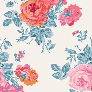 Cath Kidston Archive Rose Blue & Pink Wallpaper 125495