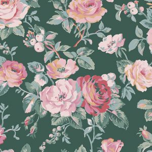 Cath Kidston Garden Rose Green Wallpaper 125502