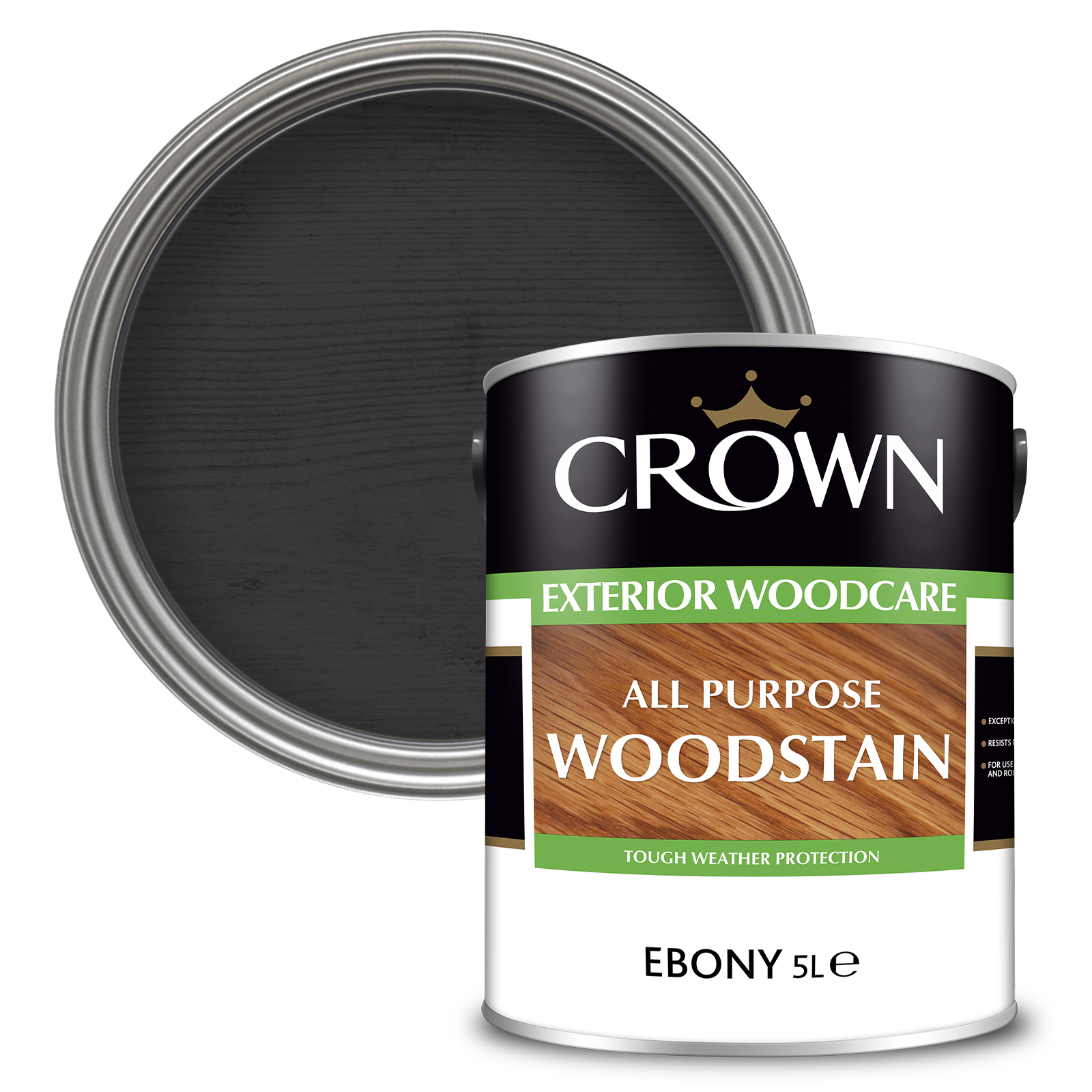 5088411 - Crown Trade - All Purpose Woodstain - Ebony - 5L – P1